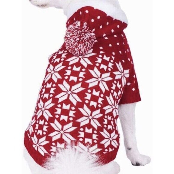 Blueberry Pet Christmas Tree Snowflake Sweater Coat Hoodie Dog Cat Pets Red Blue - Picture 7 of 10